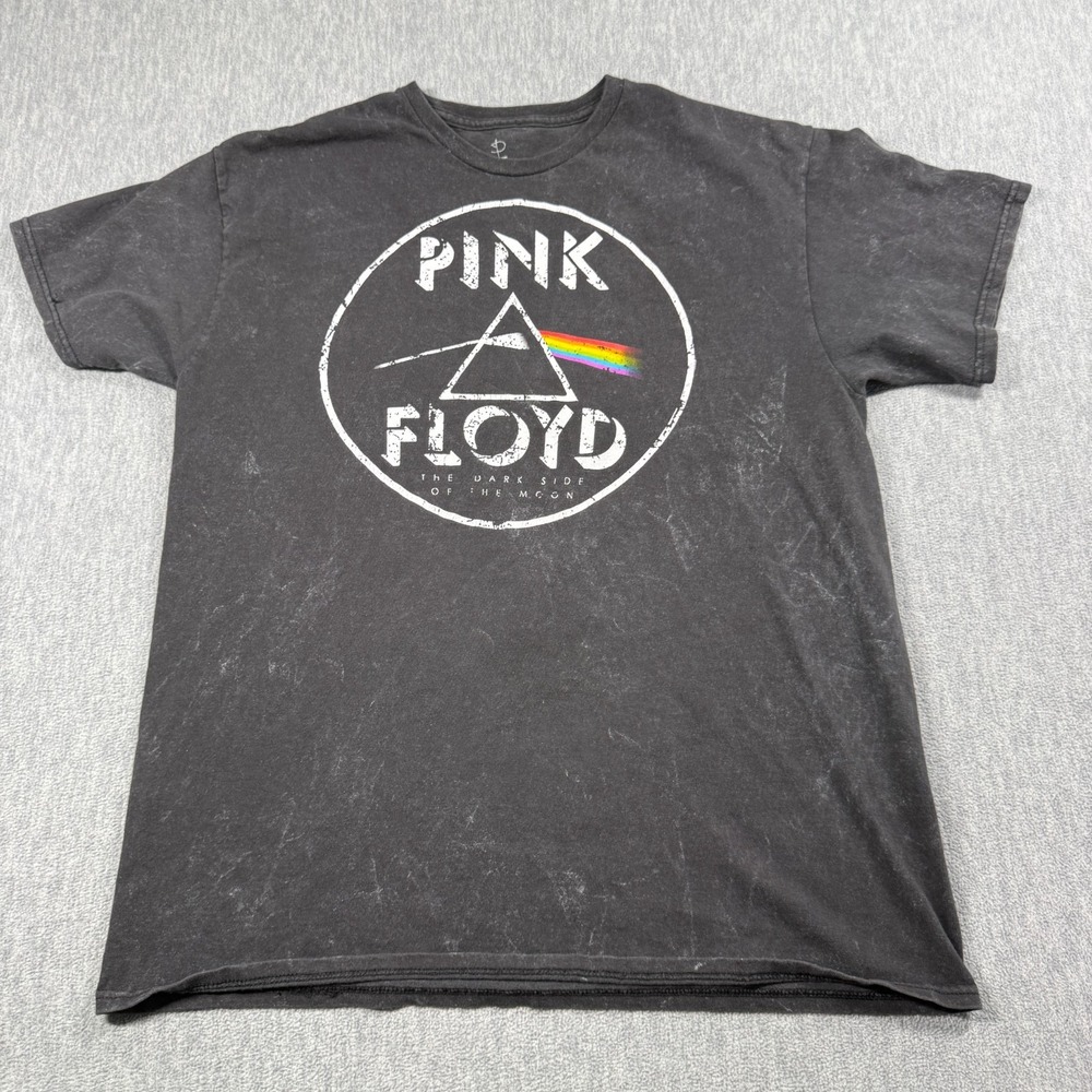 Pink Floyd T-Shirt Mens M Gray Dark Side of the Moon Prism Graphic Acid Wash Tee